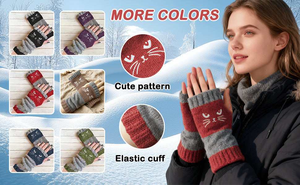 📿Brezplačna ogrlica z vrtnicami❄️😻 Rokavice brez prstov z vezenino mačke – tople in elegantne za zimo ❄️