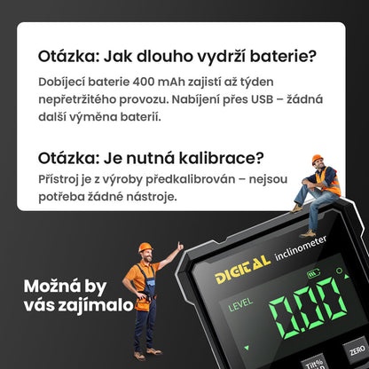 📐4 stranný magnetický digitálny uhlomer s laserom