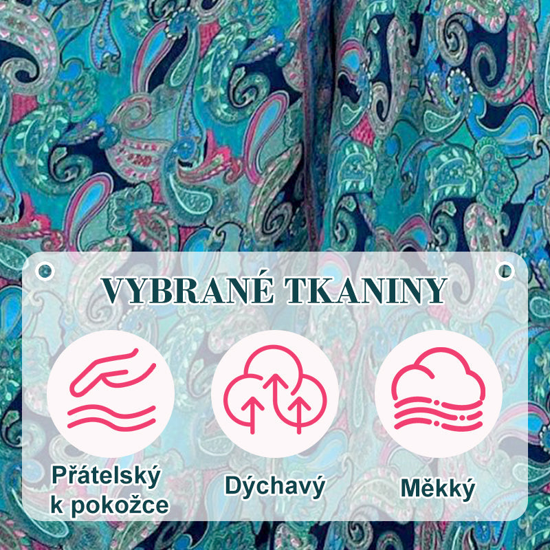 💕Elastické nohavice v páse s etnickou potlačou🌸