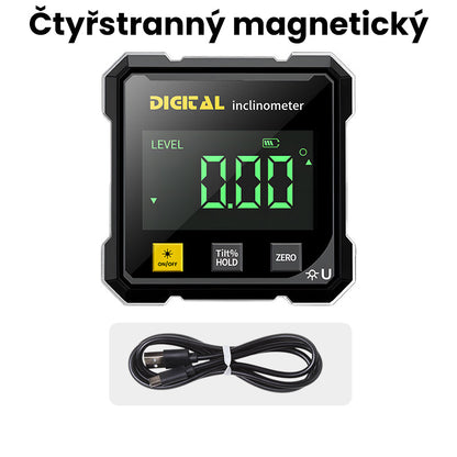 📐4 stranný magnetický digitálny uhlomer s laserom