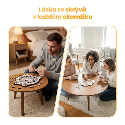 🎅135dielne drevené puzzle v tvare mačky vo farbách Morandiho