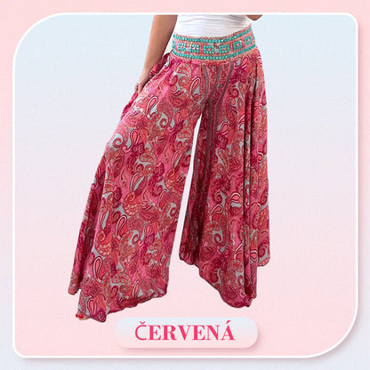 💕Elastické nohavice v páse s etnickou potlačou🌸