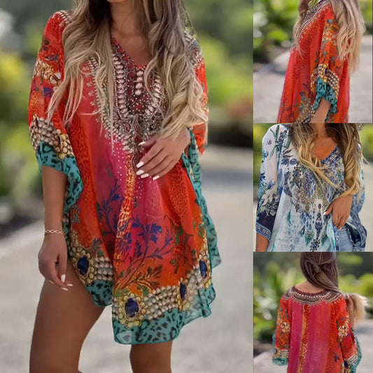 🌺Klasické asymetrické šaty s etnickými prvky