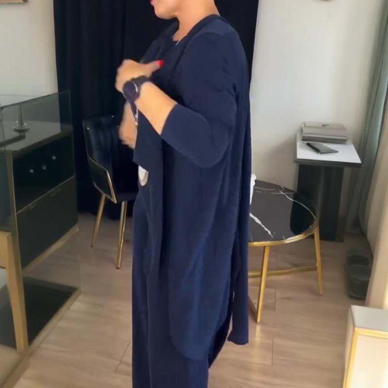 💝Elegantná trojdielna sada s dlhým kardiganom (zahŕňa blúzu a nohavice)