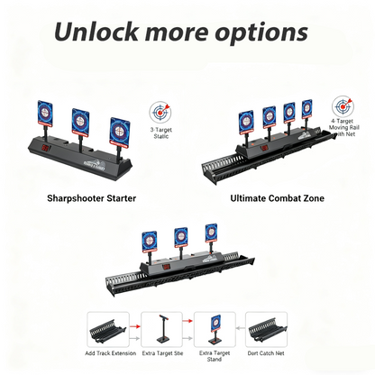 🎯Elektromos, automatikus visszaállítású lövöldözős játék mozgó sínekkel