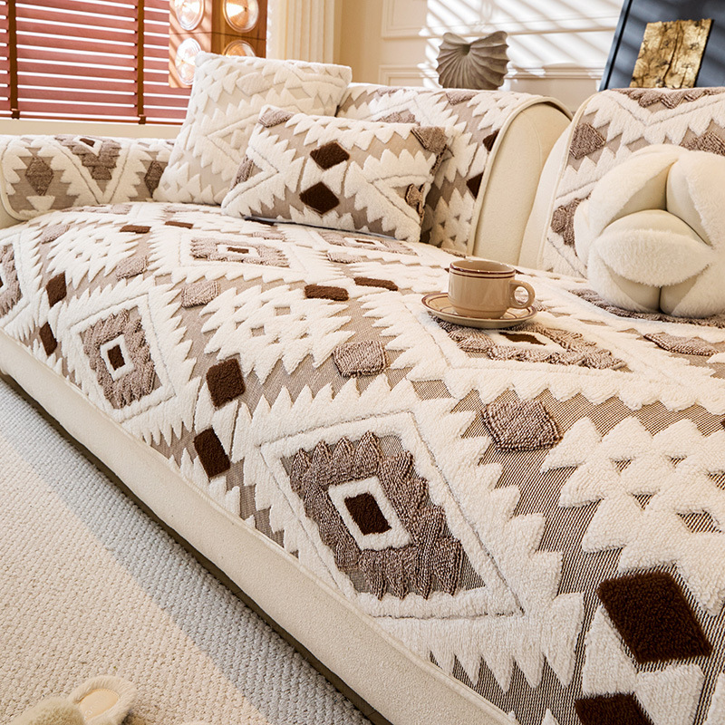 🛋️✨Moderný geometrický plyšový poťah na pohovku