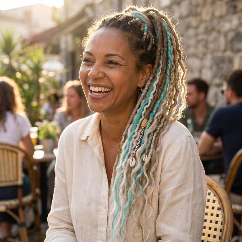 Rýchlo sa opotrebujúci festivalový účes s dredmi a konským chvostom