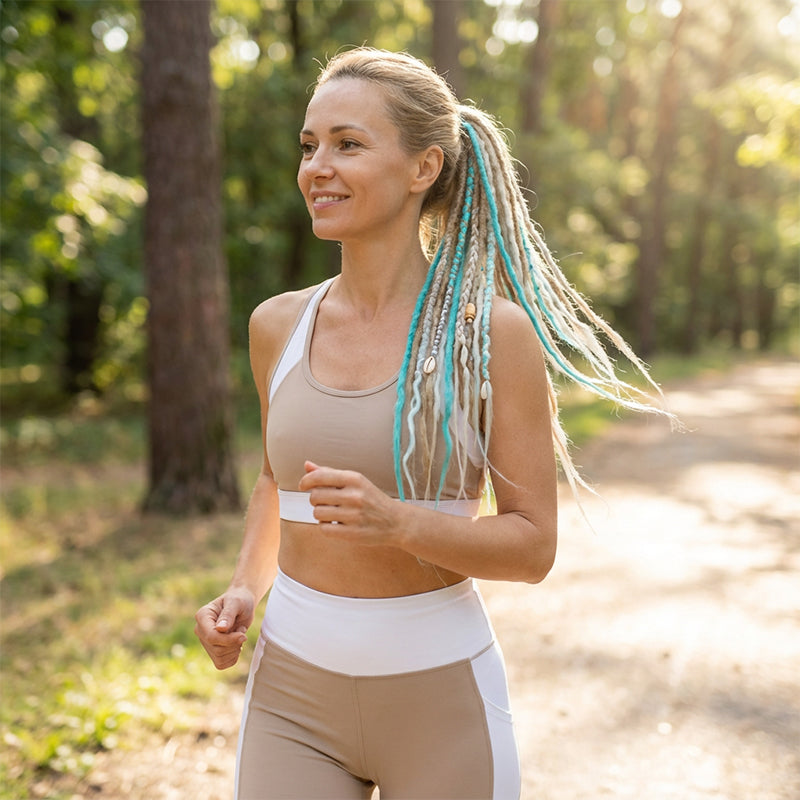 Rýchlo sa opotrebujúci festivalový účes s dredmi a konským chvostom